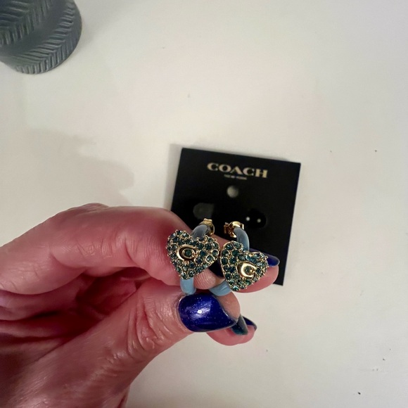 COACH Pave Heart Huggie Earrings - Picture 4 of 7